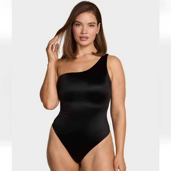 Victoria's Secret Tops - NEW Victoria's Secret So Sleek One Shoulder Bodysuit Black XL Contour Shaping